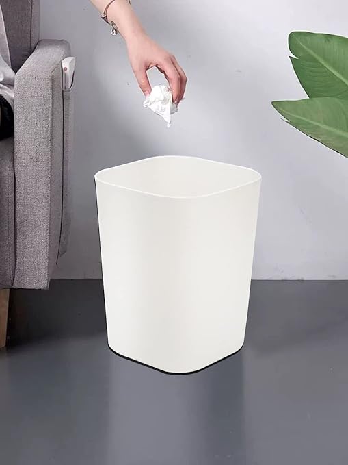 Besli 2 Gallon Small Trash Can Garbage Can Wastebasket for Bathroom Bedroom Kitchen Office (White, 2 Pack)