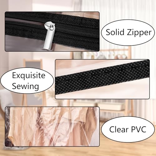 Hanging Garment Bag for Closet Winter Clothes Storage with Clear Window Coat Rack Cover Large Clothing Bags with Zipper Dust Proof Dress Protector (Big) - Image 5