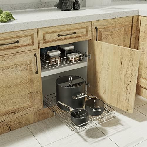 ROOMTEC Pull Out Cabinet Organizer, 27" W x 21.5" D, Heavy Duty Slide Out Kitchen Cabinet Organizers, Neutral - Image 6