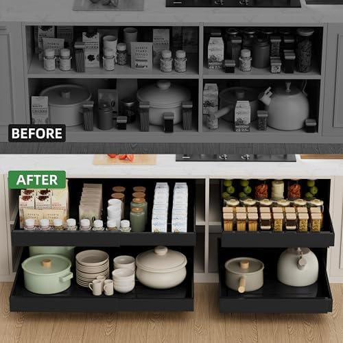 PAKETA 4 Pack Expandable Pull Out Cabinet Organizer,21" Deep - Image 3
