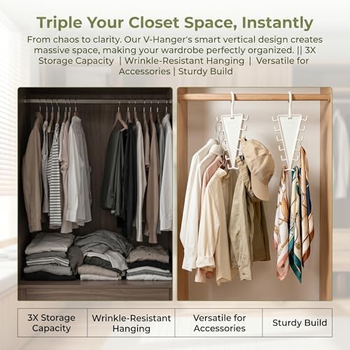 V-Shape 12-Hook Rotating Hanger, 360° Space Saving Closet Organizer - Image 2