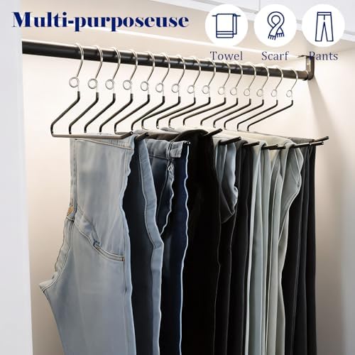 Pants Hangers Space Saving - 20 Pack Non Slip Metal Hangers for Closet Multiple Layers,Open Ended Pants Hangers for Jeans Trouser Slacks (20, Black) - Image 6
