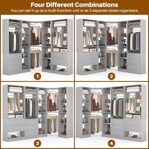 Besiost Corner Closet System with 5 Drawers, Closet Organizer Systems - Image 5