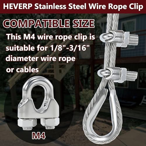 16PCS M4 3/16-1/8 Inches Stainless Steel Wire Rope Clips Cable Clamps - Image 4