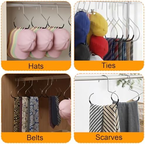 4 PCS Hat Organizer for Baseball Caps, Black Hat Storage Hook Stainless Steel Hat Hangers for Closet Hat Rack Hat Holder for Baseball Caps Cap Organizer for Cap Tank Top Belt Tie Purse Bra - Image 4
