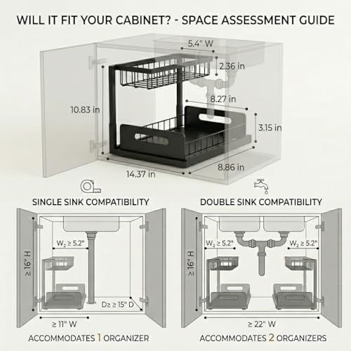 Under Sink Organizer, 2-Tier Pull-Out Metal Drawer, 2 Pack - Image 2