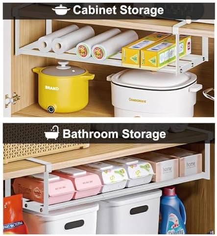 Expandable Shoe Rack Organizer - Adjustable Shoe Rack & Under Cabinet Shelf - for Shoe or Clothing Storage and Organization, Under Shelf Storage (Black,2 Pcs) - Image 5