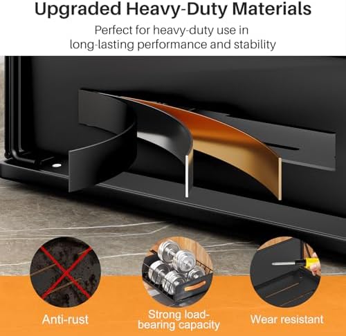 Pull out Cabinet Organizer,Heavy Duty Slide out Pantry Shelves Drawer Storage with Adhesive Nano Film,Sliding Mesh Cabinet Basket with Handle for Kitchen, Bathroom, Home, 15.8"W X 21"D X6.2"H,Black - Image 6