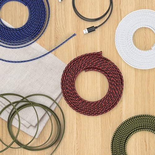 Braided Cable Sleeve, 33ft Expandable Wire Loom for Automotive Wiring Harness & PC Case, Pet-Proof Chew Resistant Cord Protector, Flexible Cable Management (Blue-Black, 16mm (5/8")) - Image 7