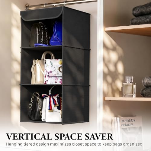 Simple Houseware 3 Shelf Hanging Closet Organizer, Black - Image 7