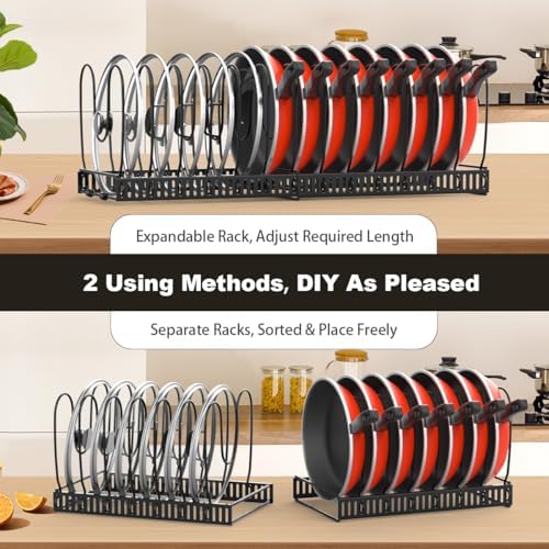 Housolution Pot and Pan Lid Organizer Holder Storage Rack, Black - Image 4