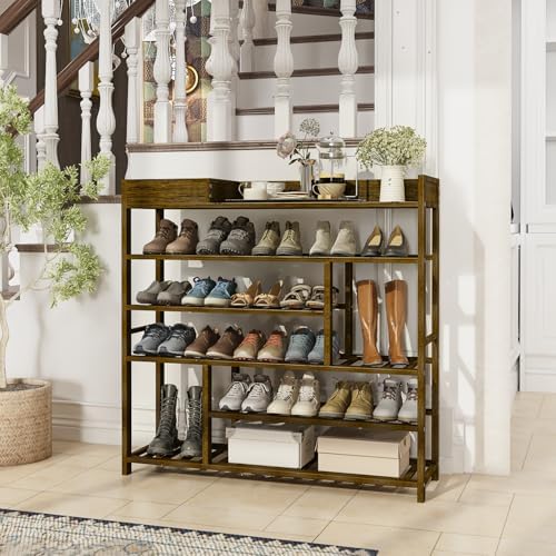 Bamworld Shoe Rack for Front Door Entrance Bamboo Shoe Organizer with Storage Box Free Standing Shoe Cabinet Wooden Shoe Storage Shelf for entryway, Closet and Doorway (Dark Brown) - Image 2