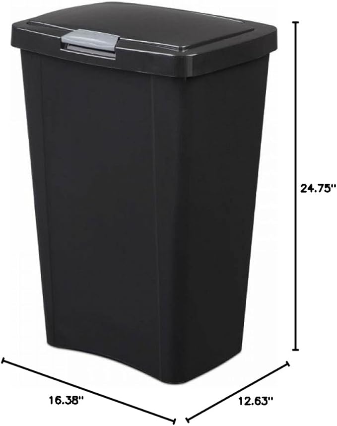STERILITE 10459004 Touch Can, Black, 13 Gallon
