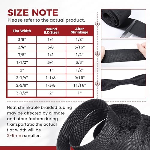2:1 Ratio Heat Shrinkable Braided Wiring Sleeving 1" ID-46ft - Image 4
