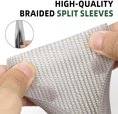 Split Wire Loom Tubing, Cable Protector Sleeve, Braided Cable Management for TV/Computer/Home Theater/Engine Bay, Cord Protectors from Pets No Chew (Grey, 3/8"-25ft) - Image 3