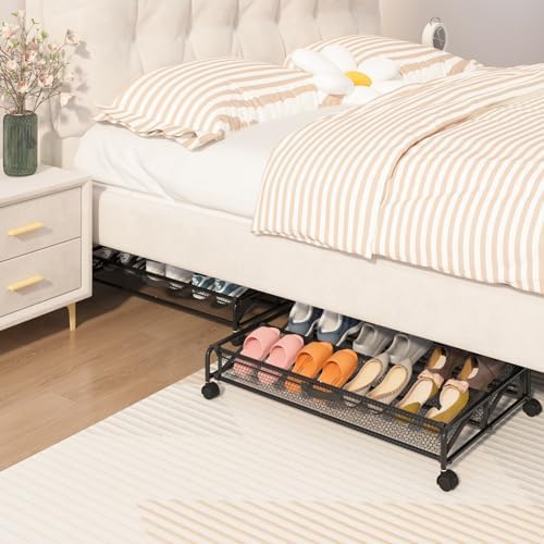 Under Bed Shoes Storage, 2 Pack Rolling Under-bed Storage Containers - Image 6
