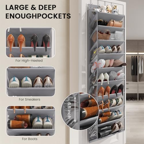 Mefirt XXL Clear Over the Door Shoe Organizer for Closet Fit 30 Pairs ﻿ - Image 4