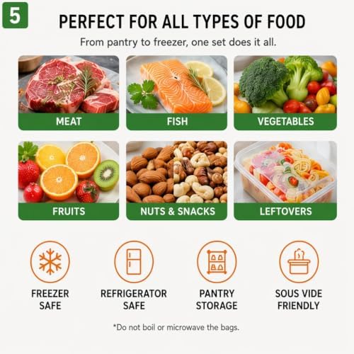 Vacuum Sealer Bags for Food, 40 Count Reusable Food Storage Bags with Air Valve, 20 Small +Medium ，Double-Zipper Bags for Meal Prep, Freezer Storage & Food Organization - Image 5
