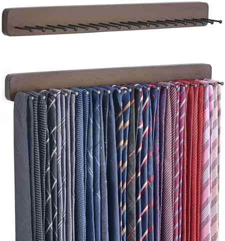 Mkono Tie Organizer, 2 Pack Wall Mounted Tie Rack Hanger Holder 20 Hooks by Mkono