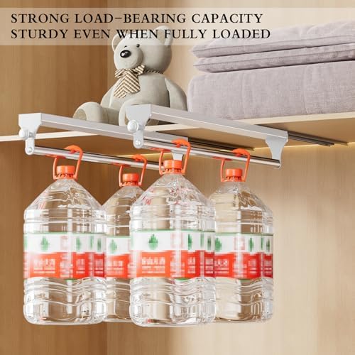 2 Pack Pull Out Closet Valet Rod, Heavy Duty Adjustable Closet Rod, 13.7inch Telescopic Pant Rack, Space Aluminum Clothes Hanger Rail, Closet Storage Organizer for Trousers Clothes White - Image 5