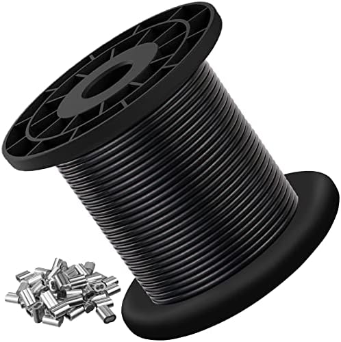 304 Stainless Steel Wire Rope for String Lights, Black Coated, 3/32"x100 FT by TeakFoldingShowerSeatWall