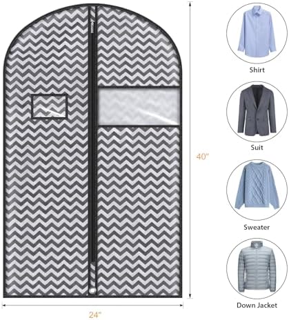 Syeeiex 40 Inch Suit Bag, Garment Bags for Storage Suits, 5 Pack, Dark Grey - Image 2