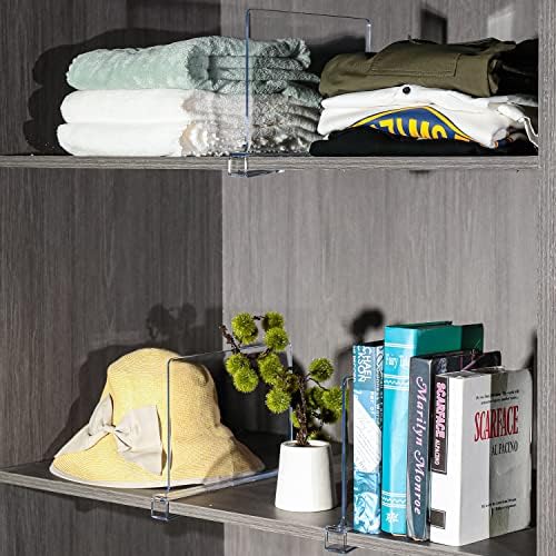 Sooyee Acrylic Shelf Dividers for Closet Organization,4 PCS Closet Shelf Organizer,Closet Dividers Purse Organizer for Closet,Closet Separator for Bedroom Kitchen Cabinets and Office Shelves,Clear - Image 6