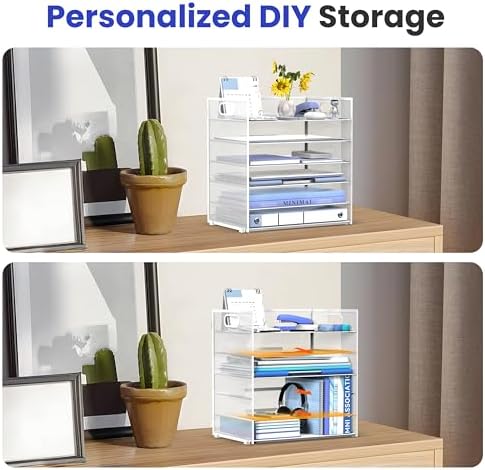 Daltack 6-Tier Paper Organizer for Desk with Handle, White - Image 2