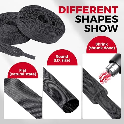 2 in 1 Heat Shrink Braided Sleeving Fabric Tubing 3/4"-14FT - Image 2