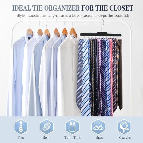 Tie Rack Hanger for Closet, Upgraded Tie Holder Organizer for Men, Black - Image 6