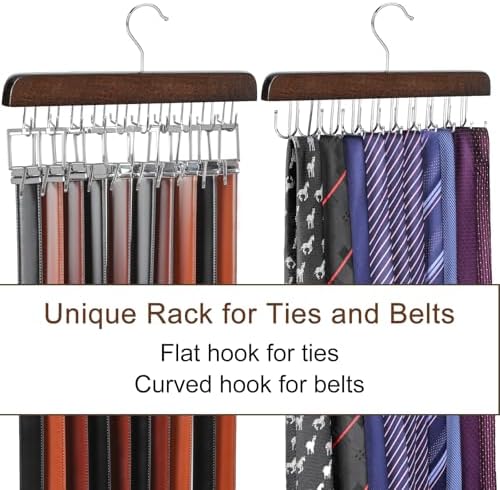 TOPIA HANGER 40 Hooks Belt Tie Hanger Space Saving for Closet, 2 in 1 Belt Ties Racks Max 60 Belts with 60 Ties Capacity, Curved with Flat Hooks for Belts,Ties,Bras,Closet Organizers and Storage CT70A - Image 4