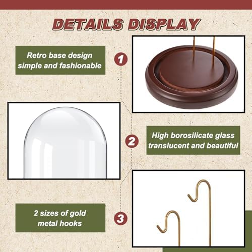 Beeveer 1pc 4x7 Pocket Watch Display Case 2 Hook Walnut Gold - Image 3