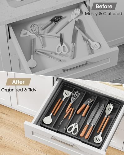 Aujen Silverware Drawer Organizer, Adjustable Utensil Cutlery Tray - Image 3