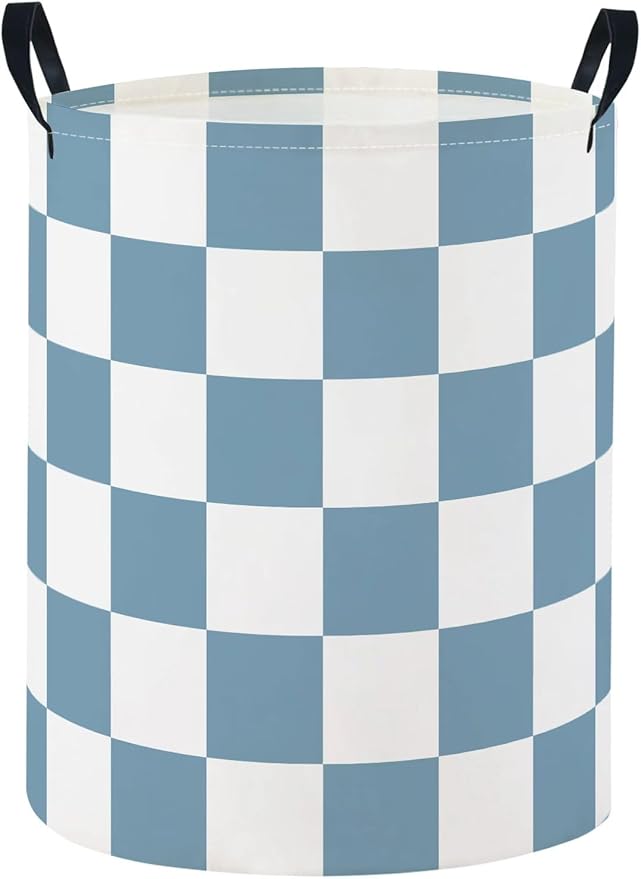 Baby Laundry Basket Baby Nursery Hamper Kids Laundry Basket Toy Storage Bin for Boys Room Decor Gift Baskets for Bedroom Bathroom(Blue Checkered)
