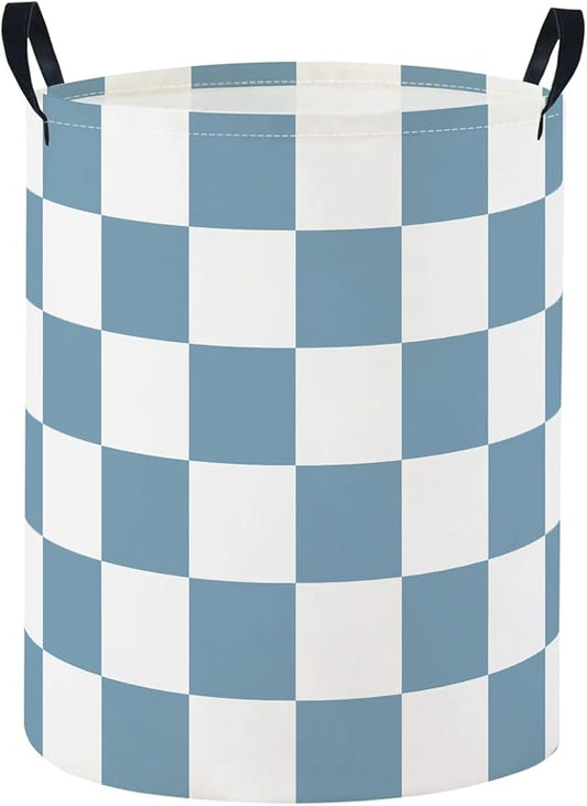 Baby Laundry Basket Baby Nursery Hamper Kids Laundry Basket Toy Storage Bin for Boys Room Decor Gift Baskets for Bedroom Bathroom(Blue Checkered)