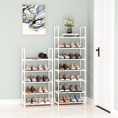 10-Tier Large Capacity Shoe Rack, Sturdy Narrow Shoe Stand for Entryway, Closet, Hallway, 20-25 Pairs Waterproof Dustproof Shoe Storage, Space Saving Tall Shoe Tower(White) - Image 4