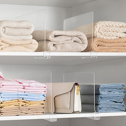 10 Pack 12 Inches [Extra Tall Version] Clear Shelf Dividers for Organization, Acrylic Closet Shelf Vertical Shelves Organizer for Bedroom, Kitchen and Office - Image 7