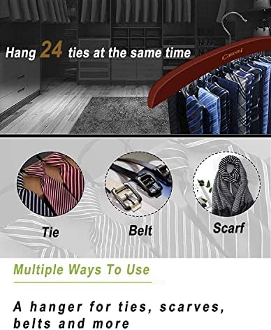 Tie Rack,24 Hook Tie Holder,360° Rotating,Foldable Metal Hooks,Tie Hanger Organizer for Closet Wooden Belt Storage Rack for Men Ties Belts Scarves Accessories(Red Brown) - Image 6