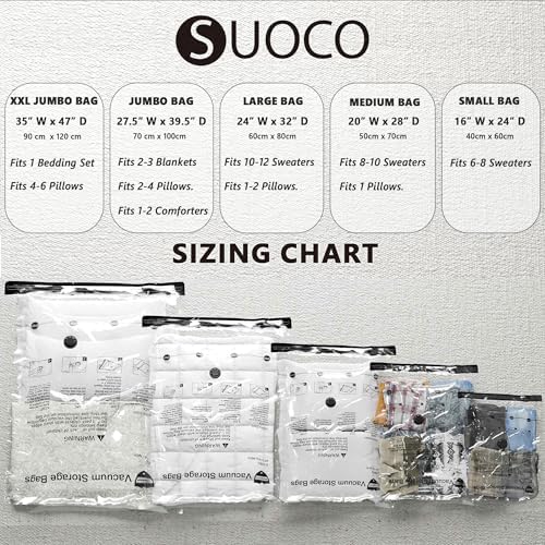 Vacuum Seal Bags for Clothing Travel and Home Storage, Travel Vacuum Bags with Electric Pump, Space Saver packing compression for Blankets Comforters Pillows Clothes, 14 Combo - Image 3
