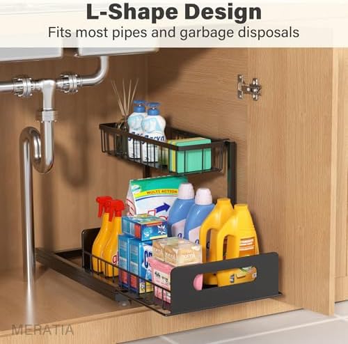 Under Sink Organizer, 2-Tier Pull-Out Metal Drawer, 2 Pack - Image 4