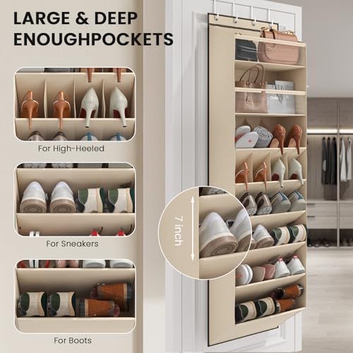 Mefirt XL Clear Over the Door Shoe Organizer for Closet Fit 25 Pairs - Image 5