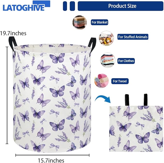 Baby Laundry Hamper kids laundry Basket Waterproof Laundry Bag for Bedroom Toy Clothes Organizer Room Décor(Butterfly)