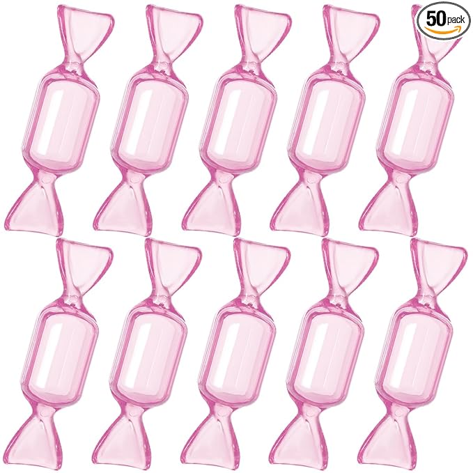 FZBNSRKO 50 Pcs Clear Candy Shaped Jewelry Box,Mini Jewelry Organizer Boxes Lovely Plastic Candy Container DIY Jewelry Accessories for Wedding Party Travel Valentine's Day(pink)