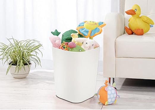 Besli 2 Gallon Small Trash Can Garbage Can Wastebasket for Bathroom Bedroom Kitchen Office (White, 2 Pack)