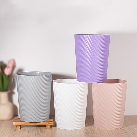 UUJOLY Small Trash Can Wastebasket Garbage Can Container Bins for Bathrooms, Laundry Room, Kitchens, Offices, Kids Rooms, Dorms (Pink)