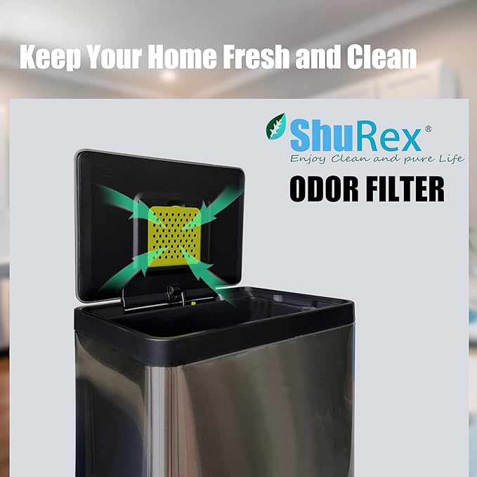 6 Pack Trash Can Odor Absorbing Filter Refills for EKO Garbage Cans, Activated Charcoal Deodorizer Compatible with EKO Step and Touchless Trash Cans with Built-in Filter Compartment