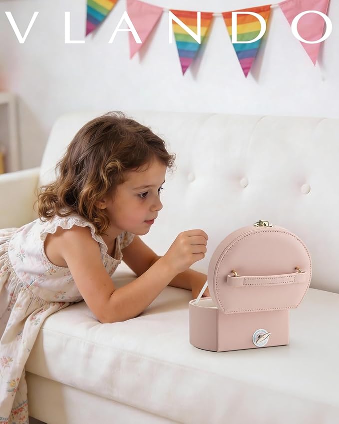 Vlando Musical Jewelry Box for Girls, Small Kid Music Box with Ballerina for Birthday Bedroom Decor, Gifts for Girls Kids - Pink