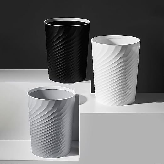 Bathroom Trash Can 1.8 Gallon Small Waste Basket Garbage Can for Bedroom Office Kitchen, 2 Pcak Black
