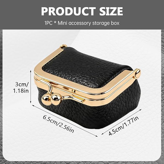 PU Leather Mini Jewelry Box, Vintage Portable Mini Jewelry Organizer with Kiss Lock, Compact Travel Case for Rings, Earrings, Necklaces - Ideal Gift for Women