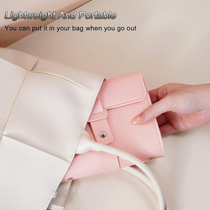 LAKE OF FIRE Earring Holder Organizer with Foldable Book Design Jewelry Book Organizer, Portable Pu Leather Travel Earring Case(Pink)